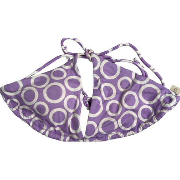 Victoria's Secret String Bikini Top Lavender White Circles Medium - Picture 1 of 5